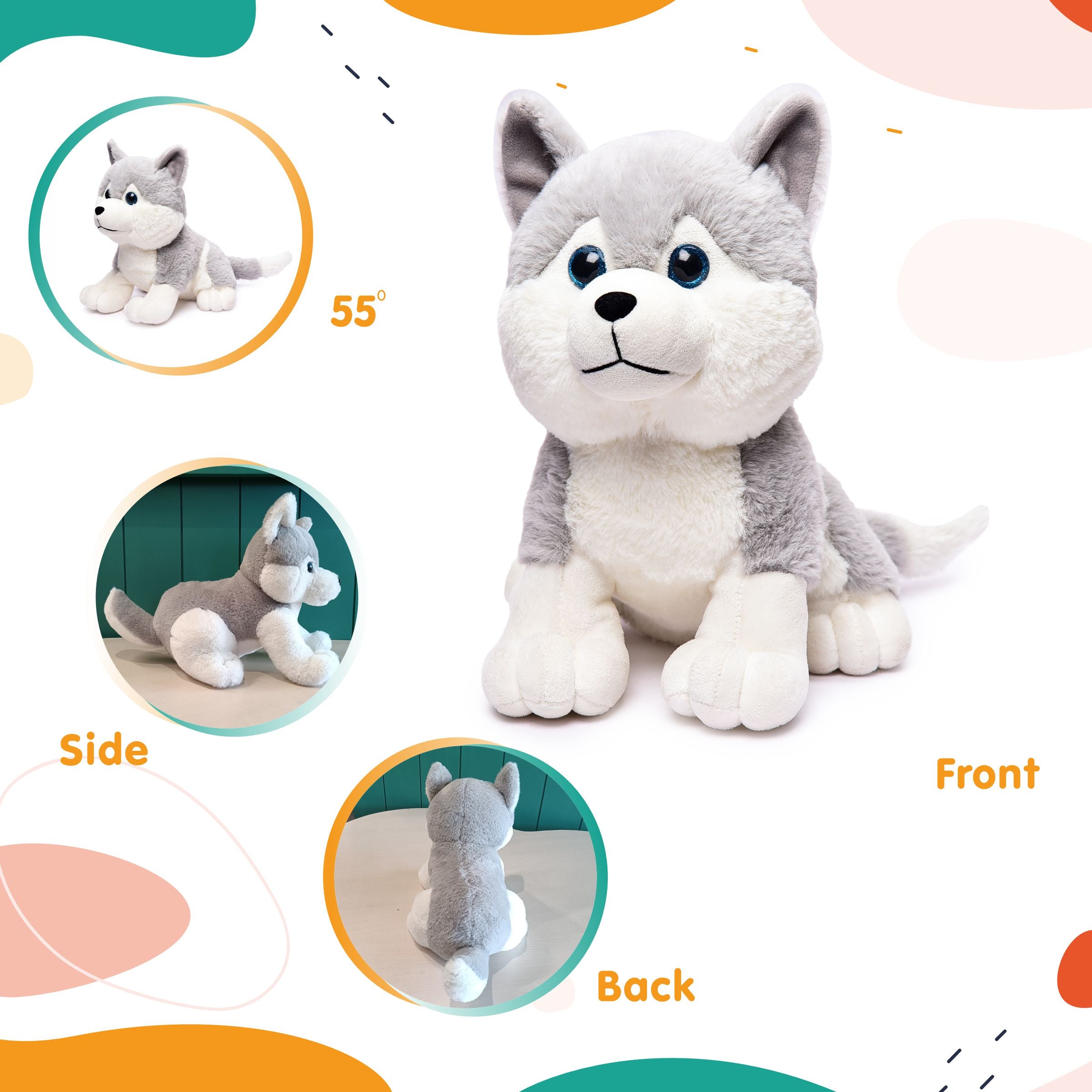 Webby Plush Husky Dog Stuffed Animal Puppy Soft Toy 30cm Grey
