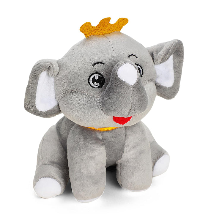 Webby Plush Cute Crown Elephant Soft Toy for Kids - 20 CM