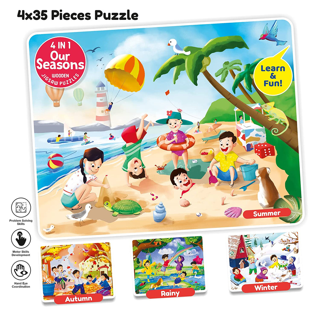 Webby 4 in 1 Wooden Season Puzzle Toy for Kids | Set of 4 Jigsaw Puzzle, 35 Pieces Each