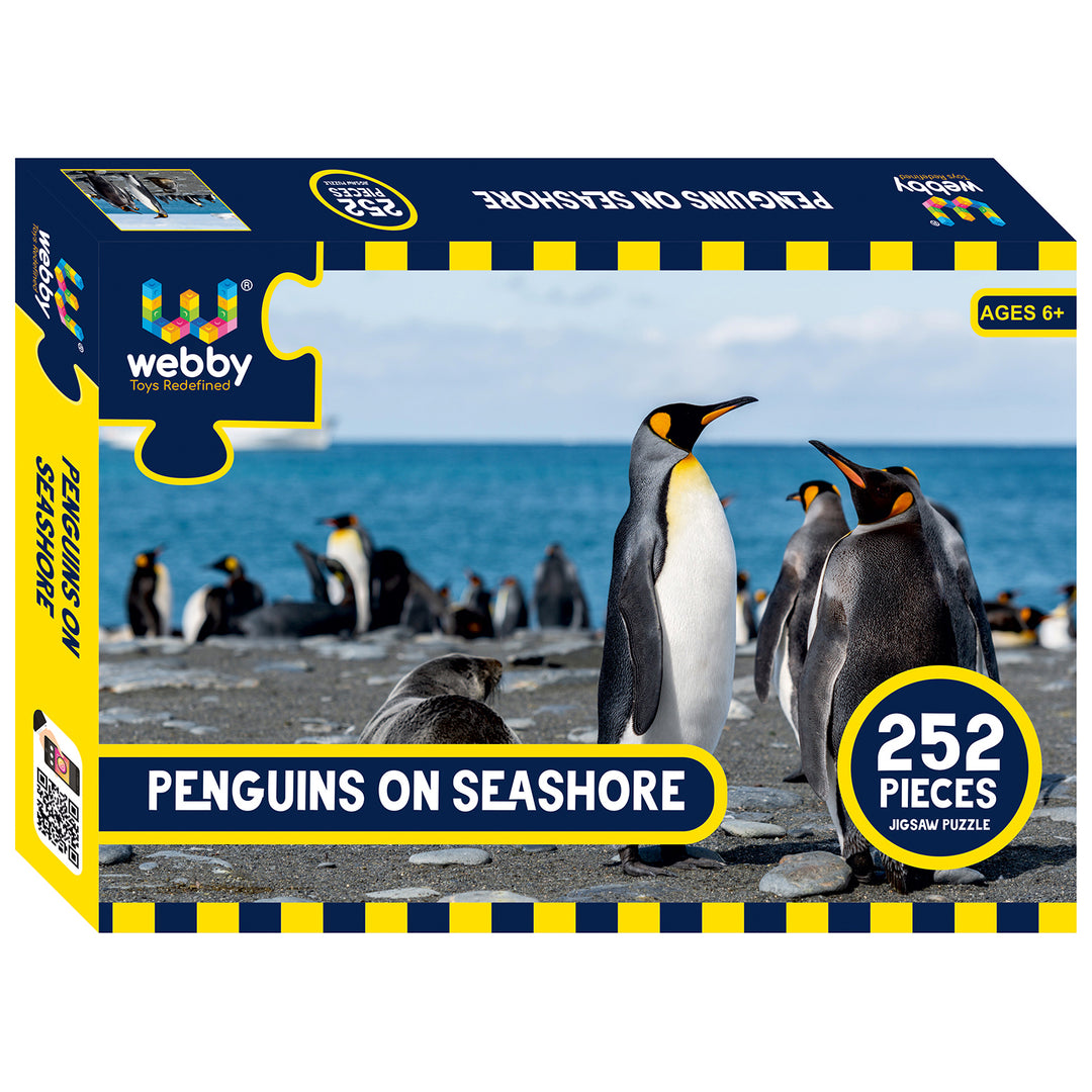 Webby Penguins on Seashore Jigsaw Puzzle, 252 pieces