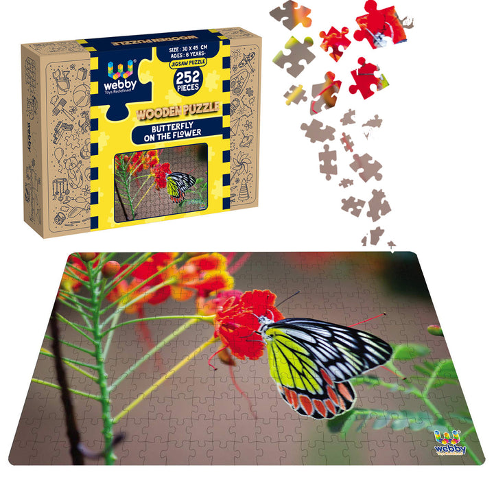 Webby Butterfly on the Flower Wooden Jigsaw Puzzle, 252 pieces