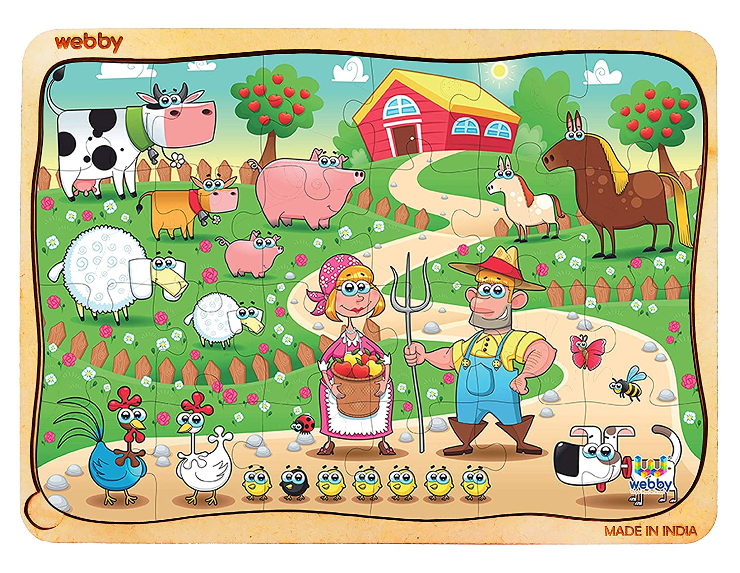 Webby Farm Family Wooden Jigsaw Puzzle, 24pcs, Multicolor – Webby Toys