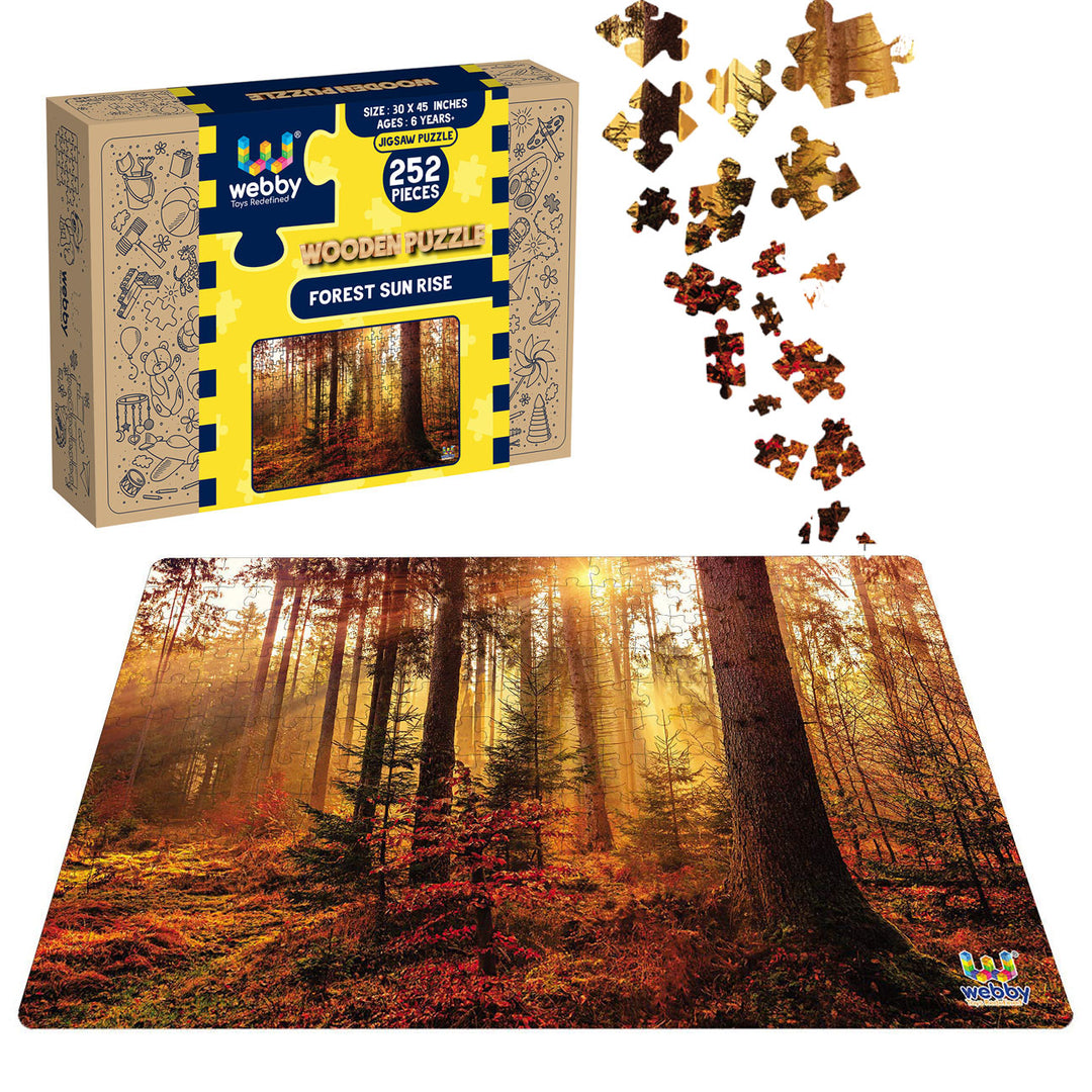 Webby Forest Sun Rise Wooden Jigsaw Puzzle, 252 pieces