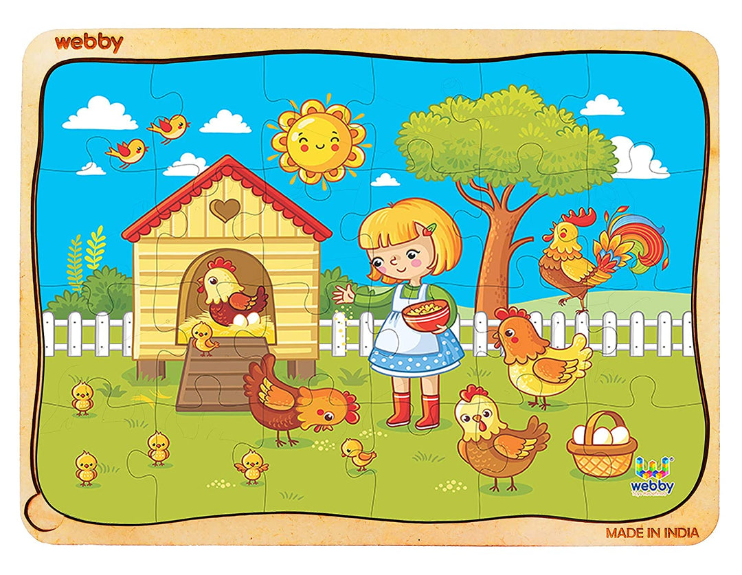 Webby Chicken Coop Wooden Jigsaw Puzzle, 24pcs, Multicolor