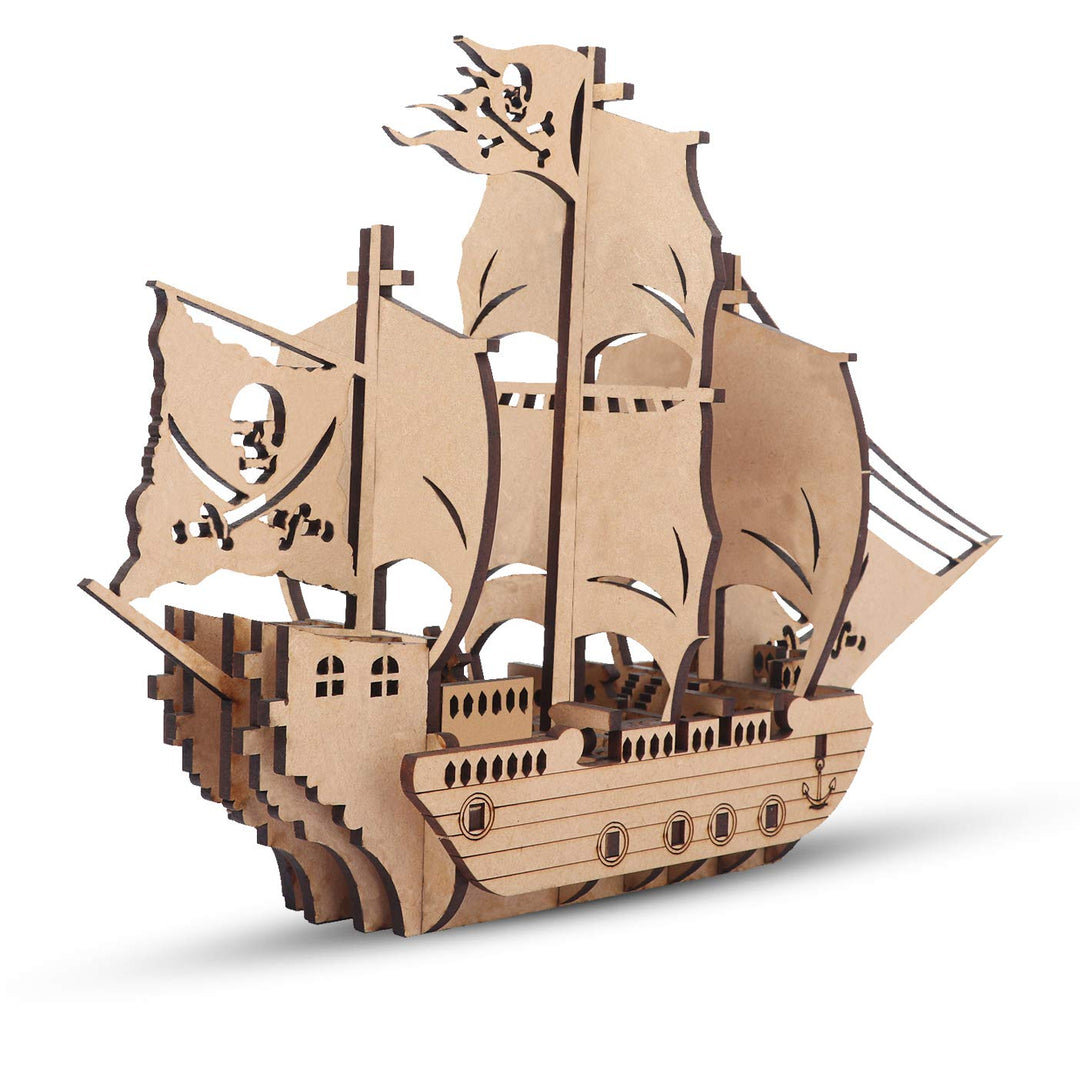 Webby 3D Wooden Pirate Ship Puzzle - 15 Pieces