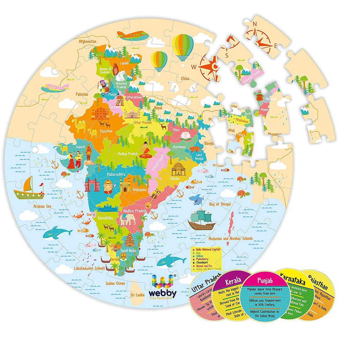 Webby India Map Jigsaw Floor Puzzle, 60 Pcs
