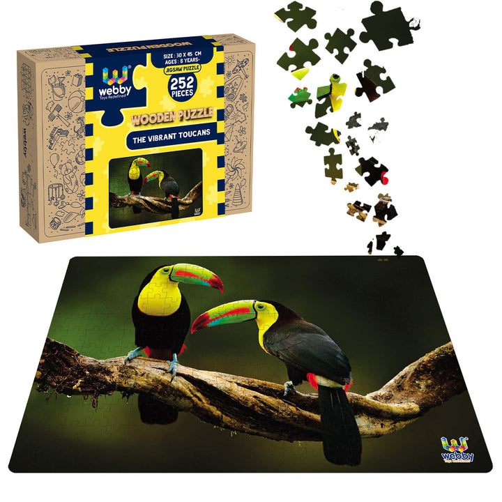 Webby The Vibrant Toucans Wooden Jigsaw Puzzle, 252 pieces