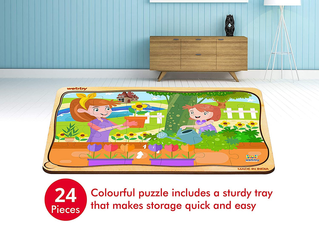 Webby Gardening Fun Wooden Jigsaw Puzzle, 24pcs, Multicolor