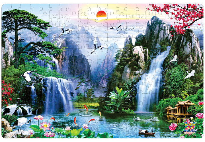 Webby High Mountains with Waterfall Wooden Jigsaw Puzzle, 252 pieces