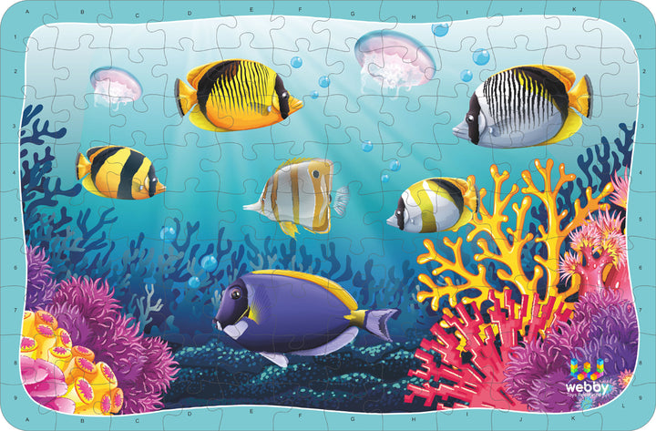 Webby Underwater Fishes Wooden Jigsaw Puzzle, 108 Pieces- Multicolour