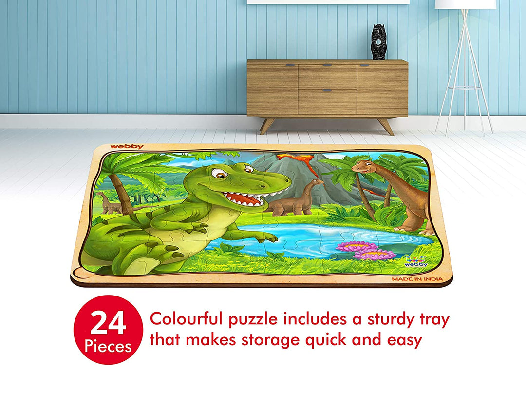 Webby Dino Park Wooden Jigsaw Puzzle, 24pcs, Multicolor
