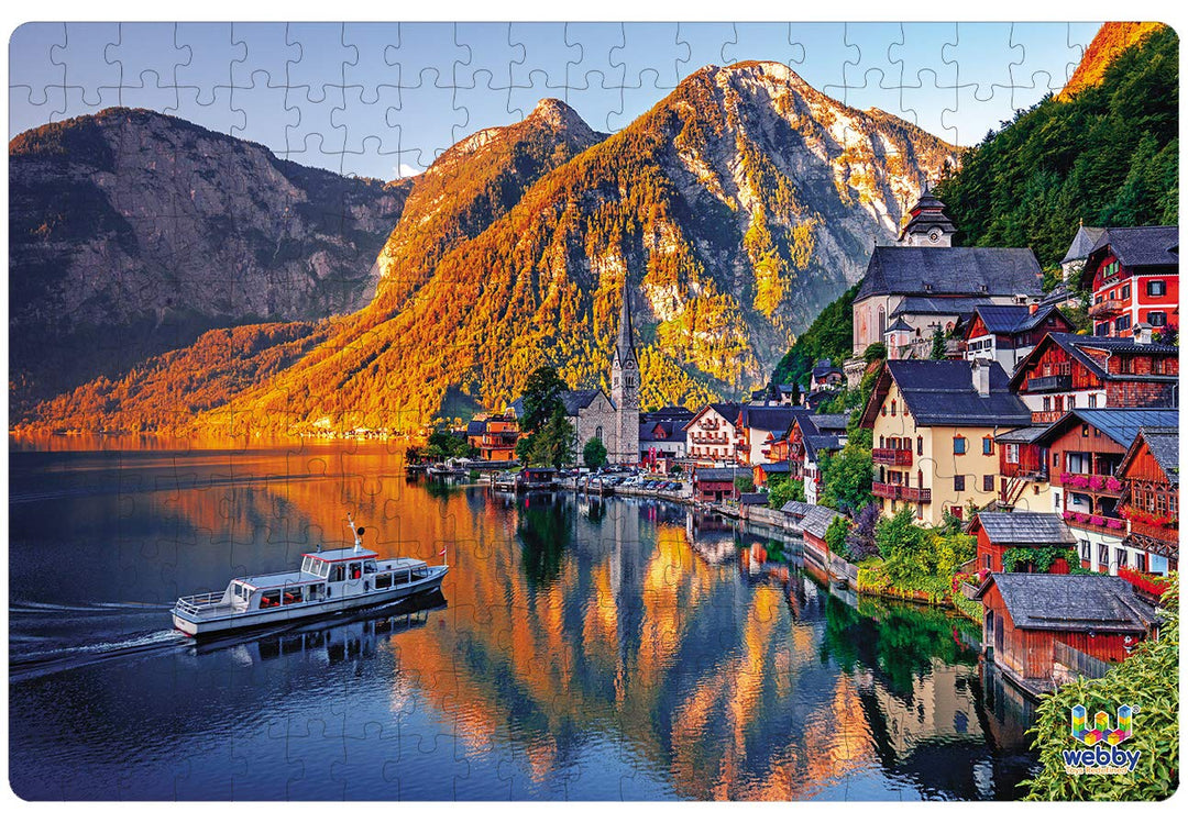 Webby Hallstatt Mountain Scenic View Wooden Jigsaw Puzzle, 252 pieces