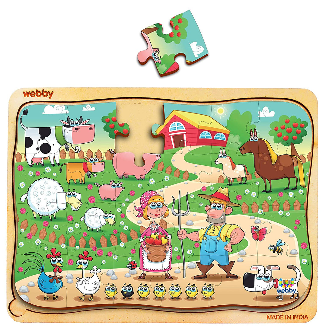 Webby Farm Family Wooden Jigsaw Puzzle, 24pcs, Multicolor