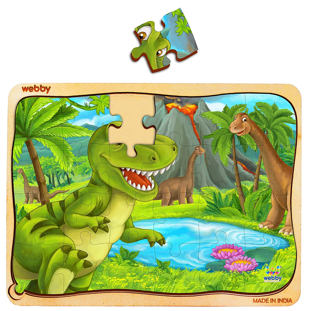 Webby Dino Park Wooden Jigsaw Puzzle, 24pcs, Multicolor