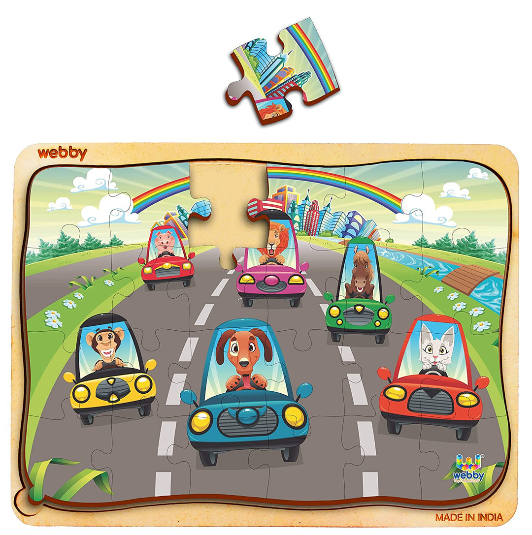 Webby The Highway Wooden Jigsaw Puzzle, 24pcs, Multicolor