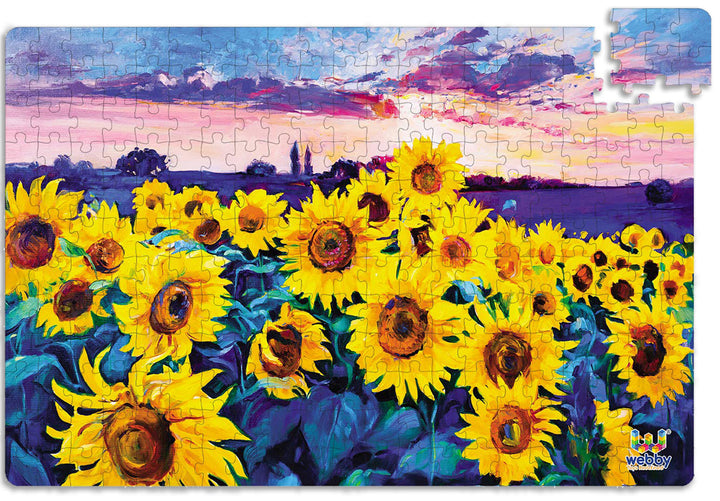 Webby Sunflower Fields Painting Jigsaw Puzzle, 252 pieces