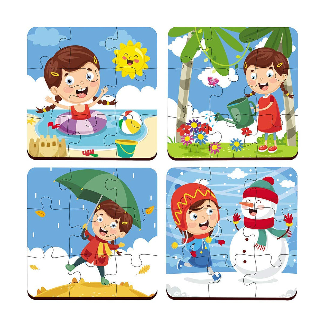 Webby 4 in 1 Weather Season Wooden Puzzle Toy, 36 Pcs