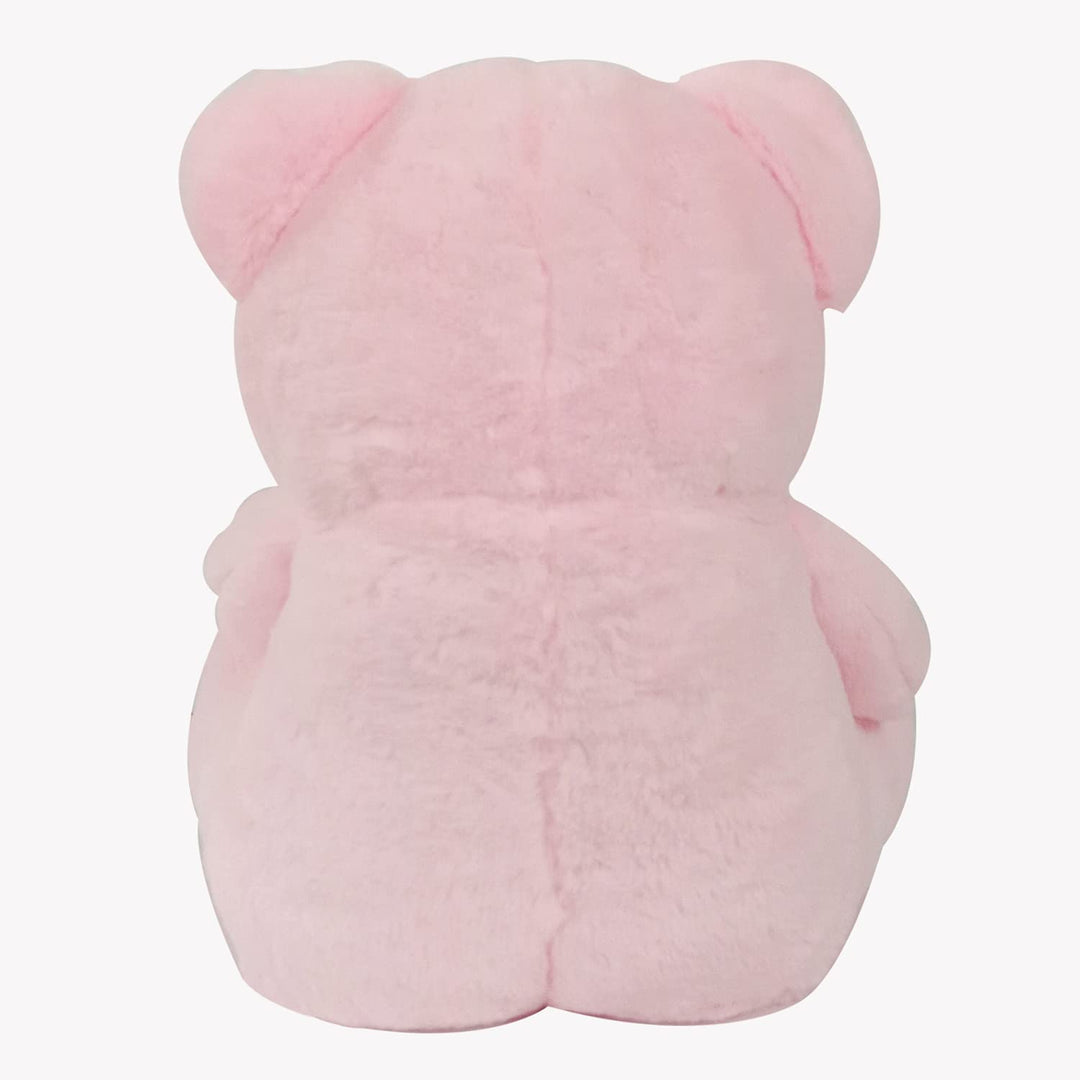 Webby Plush Cute Sitting Teddy Bear Soft Toys with Neck Bow and Foot Print, Pink 35 cm
