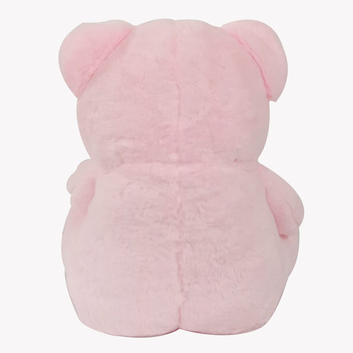 Webby Plush Cute Sitting Teddy Bear Soft Toys with Neck Bow and Foot Print, Pink 35 cm