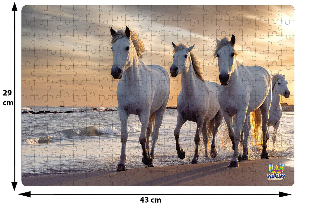 Webby Beautiful White Horses Wooden Jigsaw Puzzle, 252 pieces