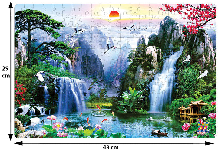 Webby High Mountains with Waterfall Wooden Jigsaw Puzzle, 252 pieces