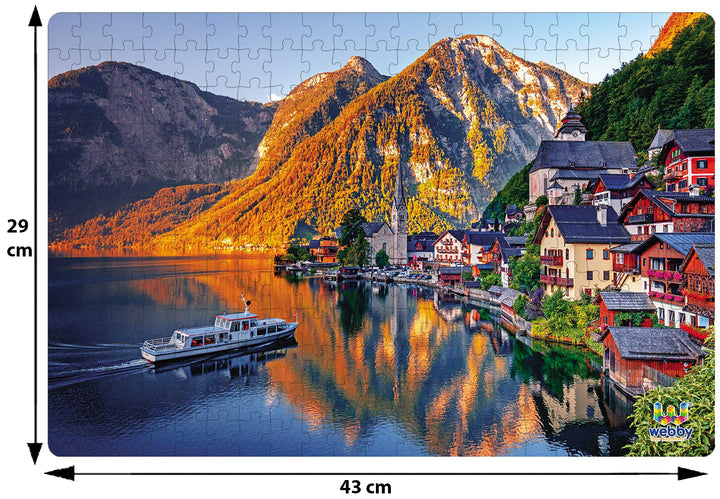Webby Hallstatt Mountain Scenic View Wooden Jigsaw Puzzle, 252 pieces