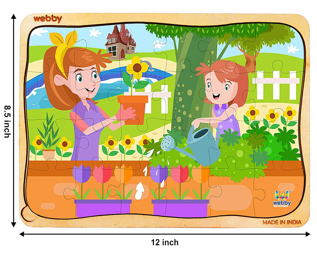 Webby Gardening Fun Wooden Jigsaw Puzzle, 24pcs, Multicolor