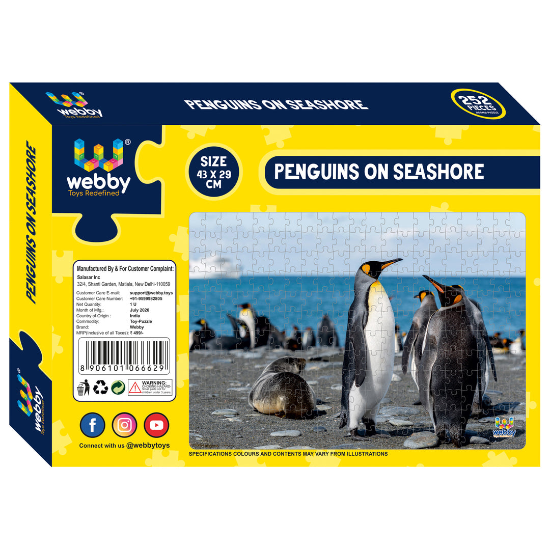 Webby Penguins on Seashore Jigsaw Puzzle, 252 pieces