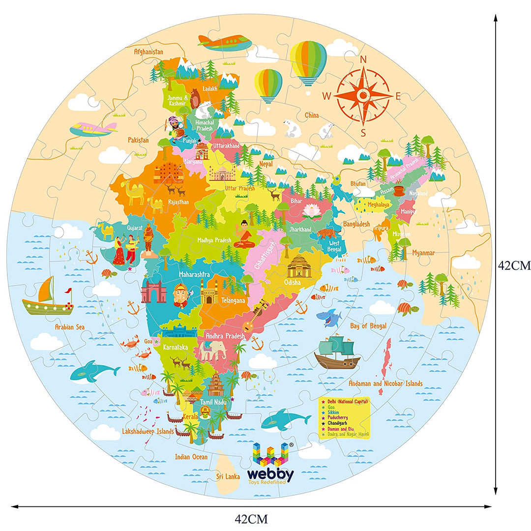 Webby India Map Jigsaw Floor Puzzle, 60 Pcs