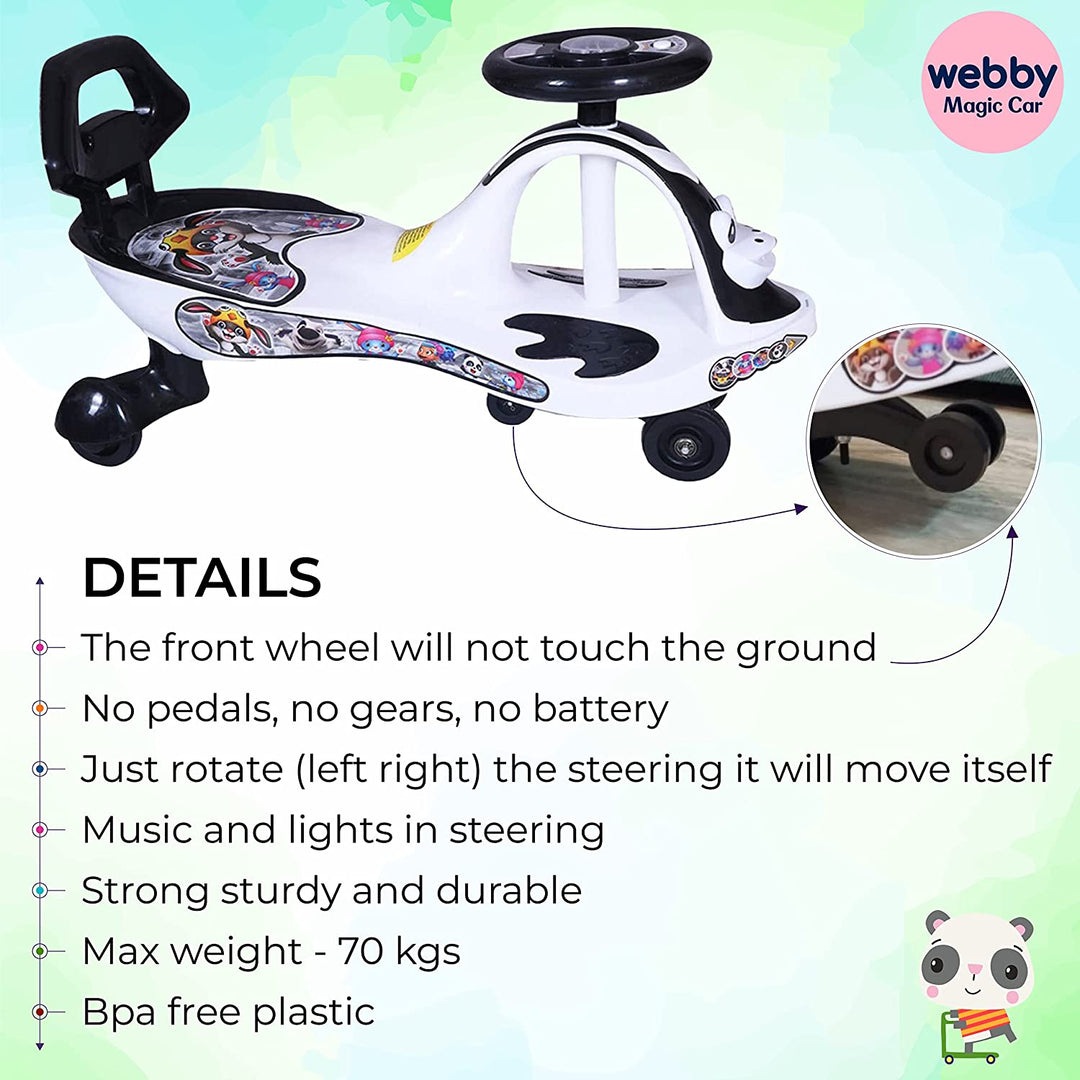 Webby Free Wheel Panda Magic Car Toy with Back Rest for Kids