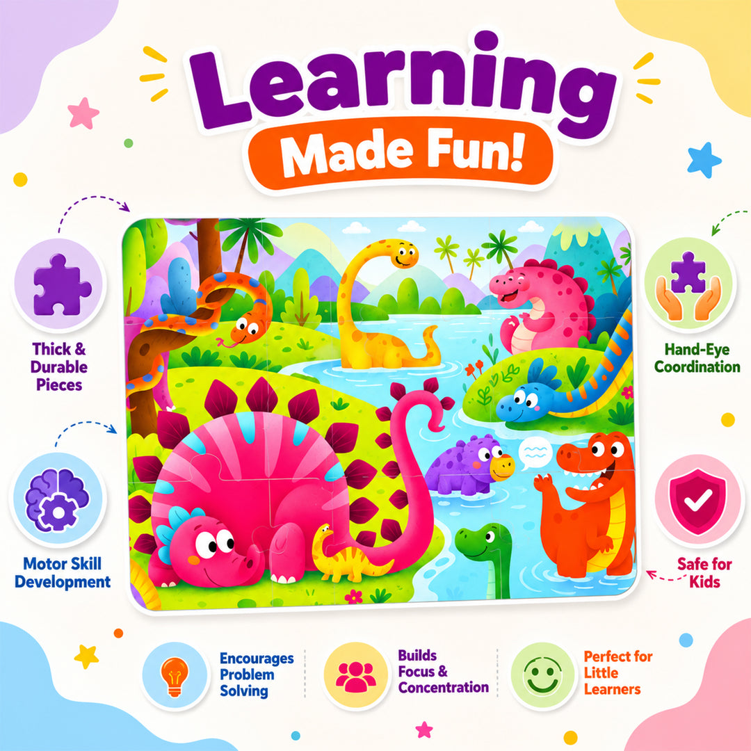 Webby Animal Worlds Level Up Jigsaw Puzzles for Kids | 6 Puzzles in 1 Box, 9, 12 & 16 Pieces, Ages 2+ Years