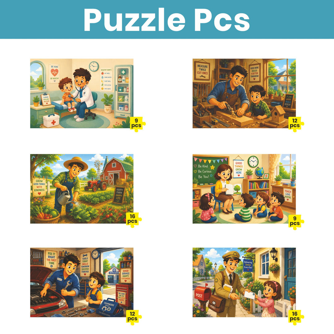 Webby Our Helpers Level Up Jigsaw Puzzle for Kids | 6 Puzzles in Box, 9-16 Pieces, Age 2+ Years