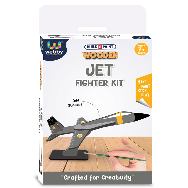 Webby Wooden DIY Paint Fighter Jet Art and Craft Toy | Birthday Return Gift | Colour Paint Activity Kit for Kids