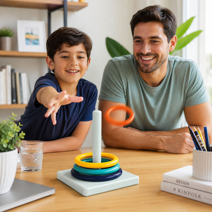 Webby Desktop Ring Toss Game for Kids and Adults | Ages 3+ Years, Hand-Eye Coordination, Compact & Portable, Family Bonding Game, Home, Office & Travel