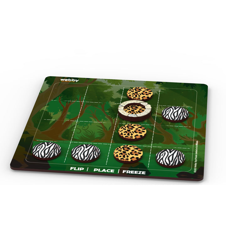 Webby Wooden Fliptrap Tic Tac Toe Board Game for Kids