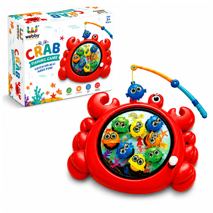 Webby Manual Rotating Magnetic Crab Fishing Game for Kids | Magnetic Fishing Rod, Rotating Fish Board