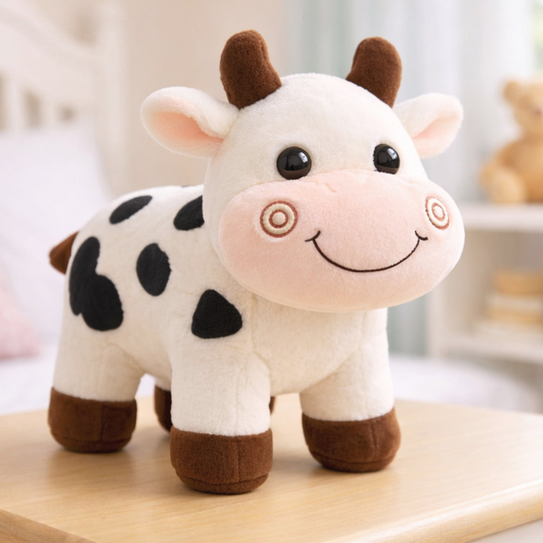 Webby Plush Adorable Standing Cow with Smiling Face