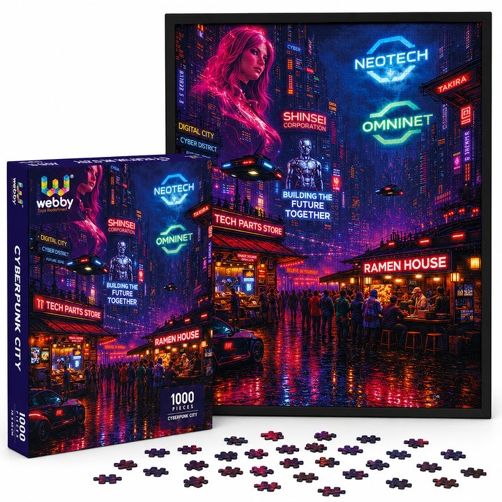 Webby Cyberpunk Jigsaw Puzzle 1000 Pieces Neon Artwork, Precision-Cut Pieces, Vibrant Rich Colours, For 14+ Years