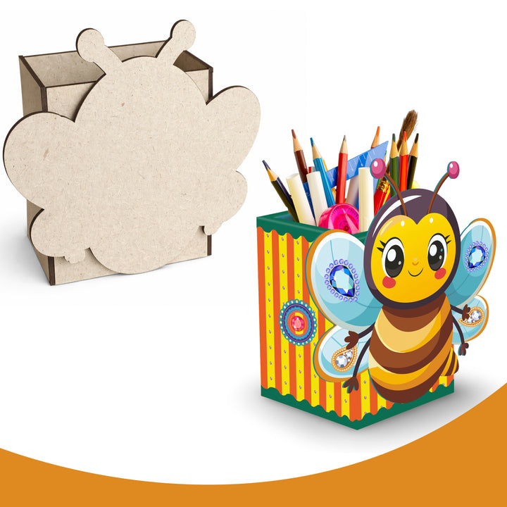 Webby Wooden DIY Paint Stationery Holder Art and Craft Toy | Birthday Return Gift | Colour Paint Activity Kit for Kids
