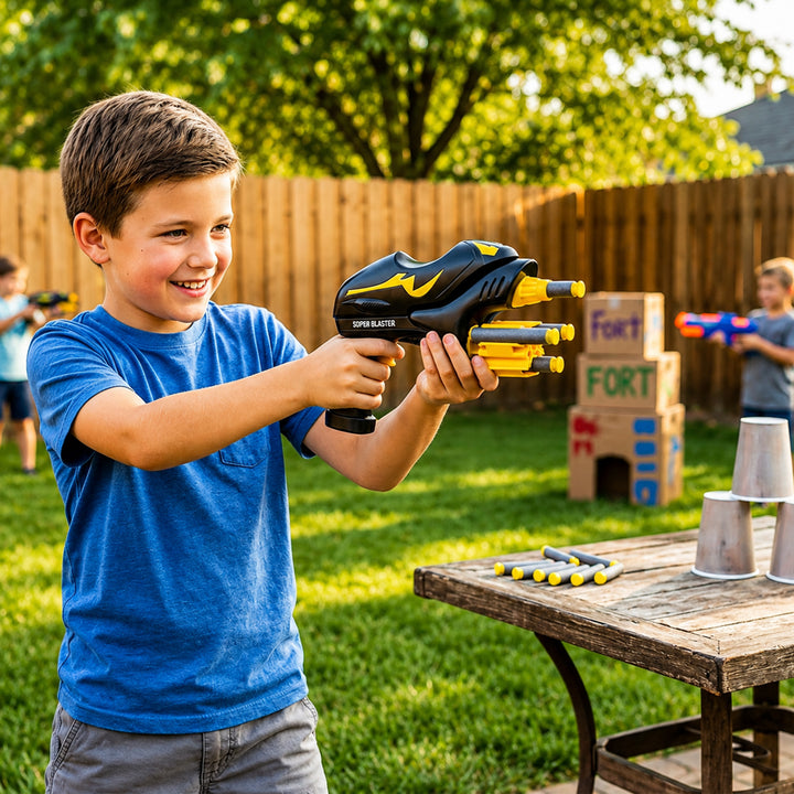 Webby Super Blaster Toy Gun with Soft Foam Bullets for Kids | Rapid Fire, Rotating Drum, Ergo-Trigger, Age 6+ Years, Indoor & Outdoor Fun