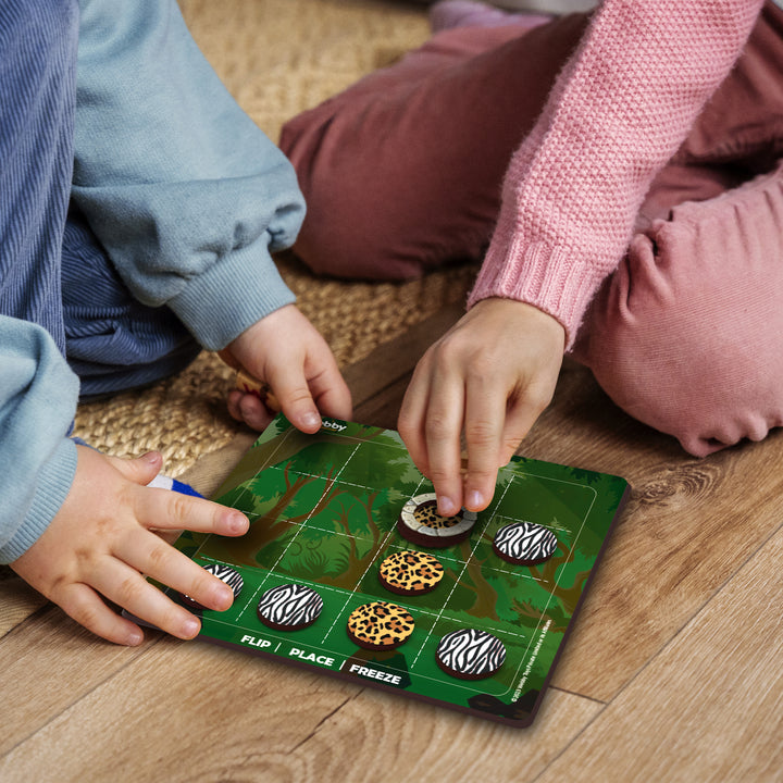 Webby Wooden Fliptrap Tic Tac Toe Board Game for Kids
