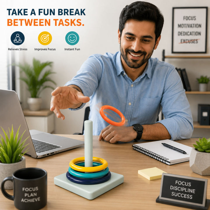 Webby Desktop Ring Toss Game for Kids and Adults | Ages 3+ Years, Hand-Eye Coordination, Compact & Portable, Family Bonding Game, Home, Office & Travel