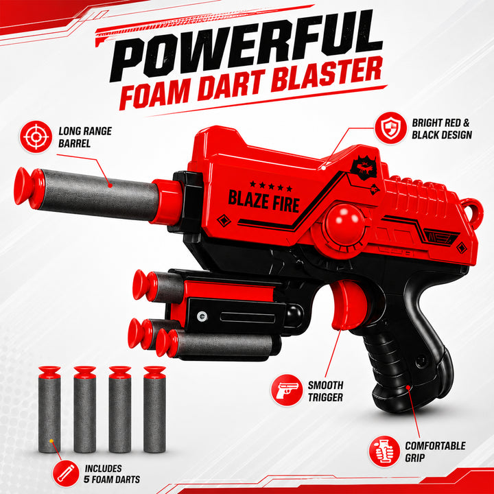 Webby Blaze Fire Foam Dart Blaster Toy Gun for Kids | Rapid Fire, Rotating Drum, Ergo-Trigger, Age 6+ Years, Indoor & Outdoor Fun Visit the Webby Store