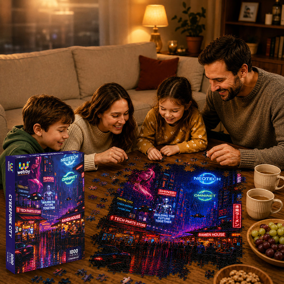 Webby Cyberpunk Jigsaw Puzzle 1000 Pieces Neon Artwork, Precision-Cut Pieces, Vibrant Rich Colours, For 14+ Years