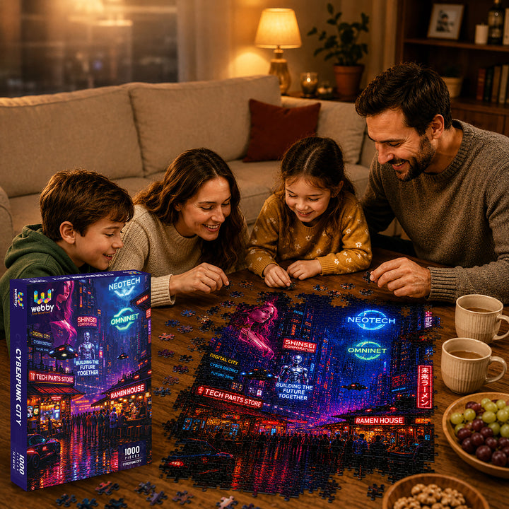Webby Cyberpunk Jigsaw Puzzle 1000 Pieces Neon Artwork, Precision-Cut Pieces, Vibrant Rich Colours, For 14+ Years