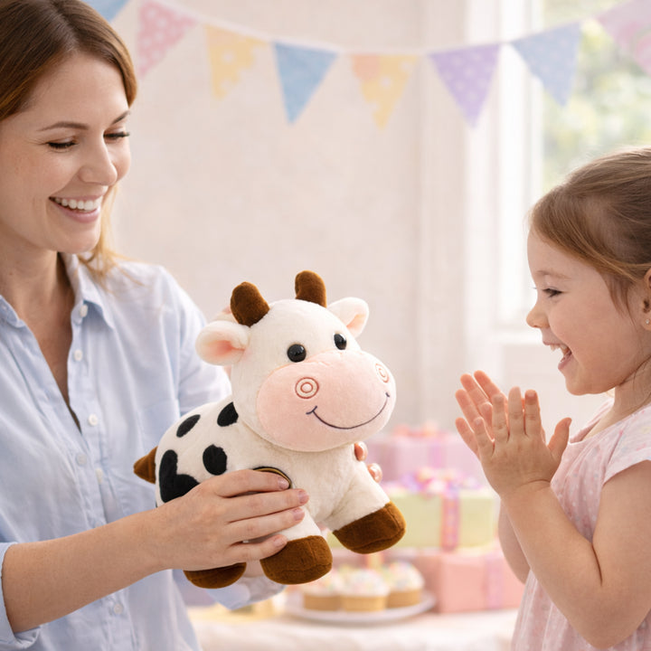 Webby Plush Adorable Standing Cow with Smiling Face