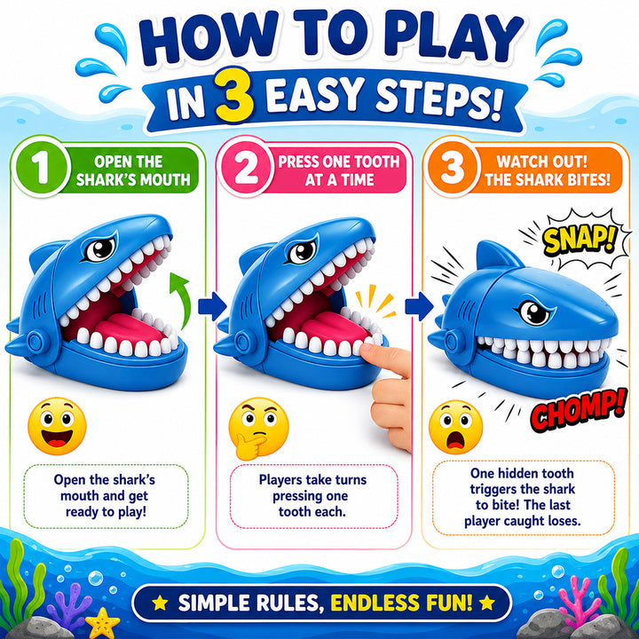 Webby Biting Shark Game for Kids | Ages 3+ Years, 1-4 Players, No Batteries Required