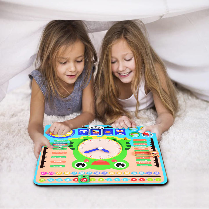 Webby Educational Frog Calendar | Learning Clock | Today's Date | Days of The Week | Months | Seasons | Weather | Learning Toys for Kids at Home | Preschool and Montessori Classroom Calendar