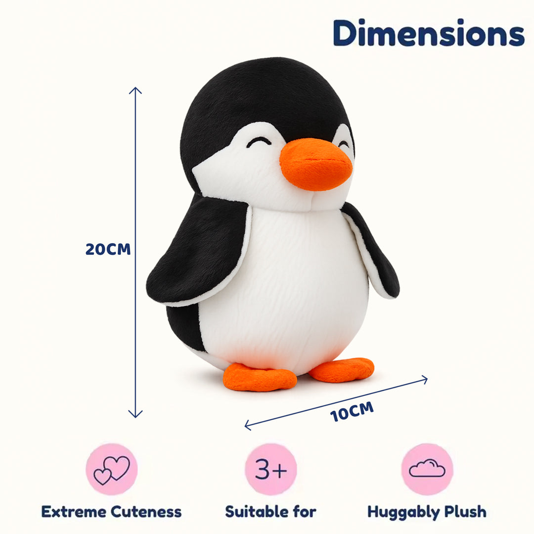 Webby Soft Animal Plush Penguin Toy 20cm, Black