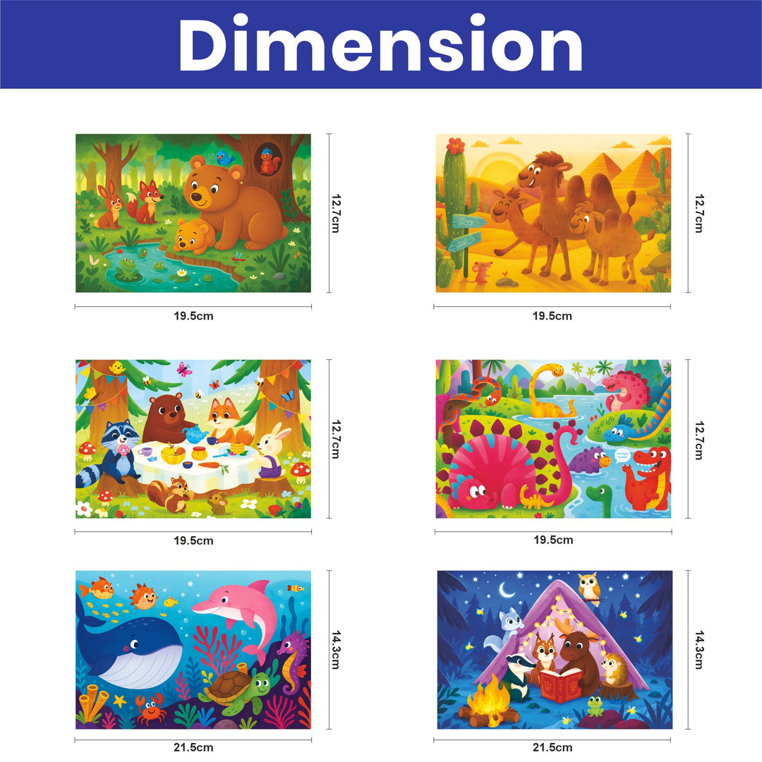 Webby Animal Worlds Level Up Jigsaw Puzzles for Kids | 6 Puzzles in 1 Box, 9, 12 & 16 Pieces, Ages 2+ Years